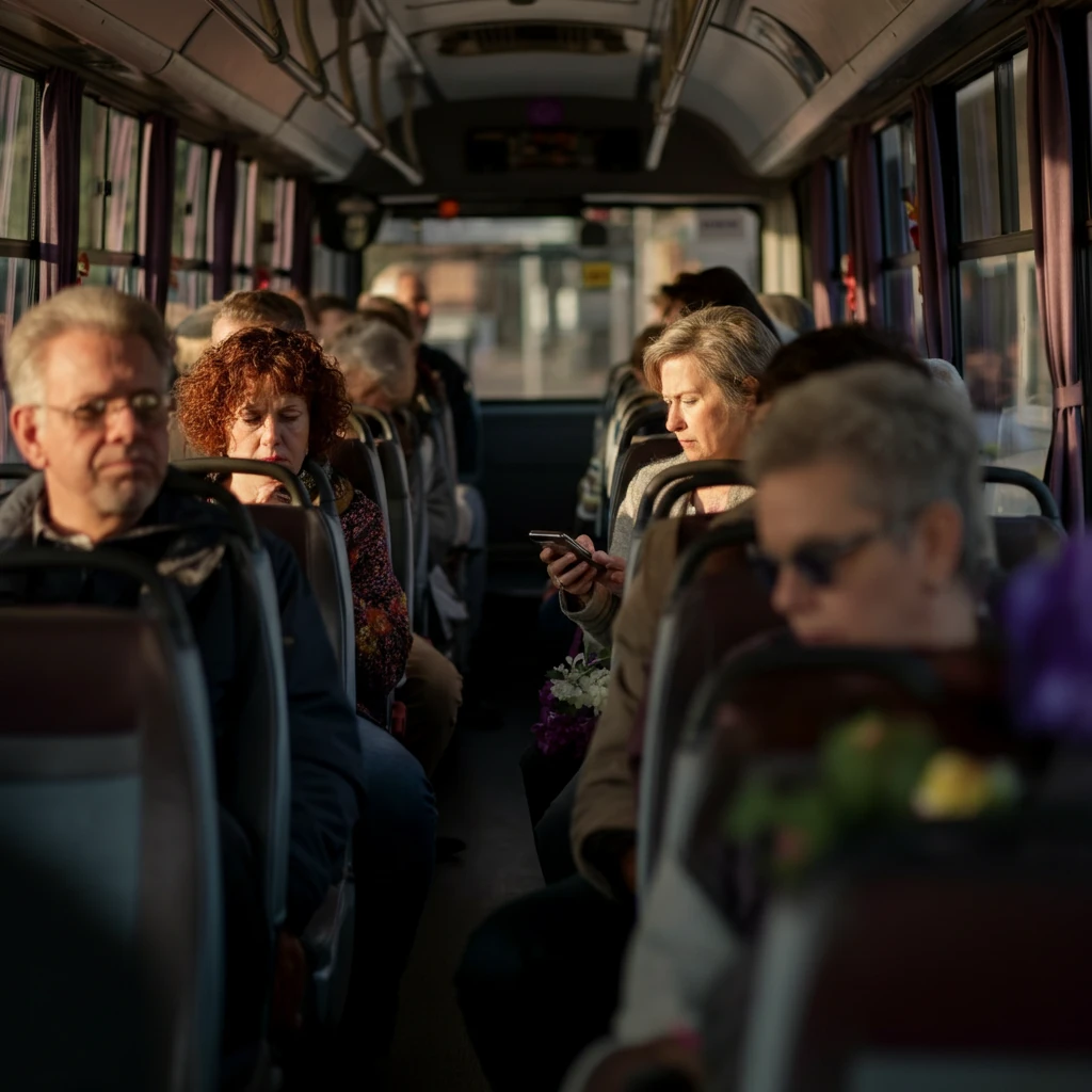 Pessoa segurando smartphone com aplicativo de viagens, visualizando opções de remarcação e cancelamento de passagem de ônibus online