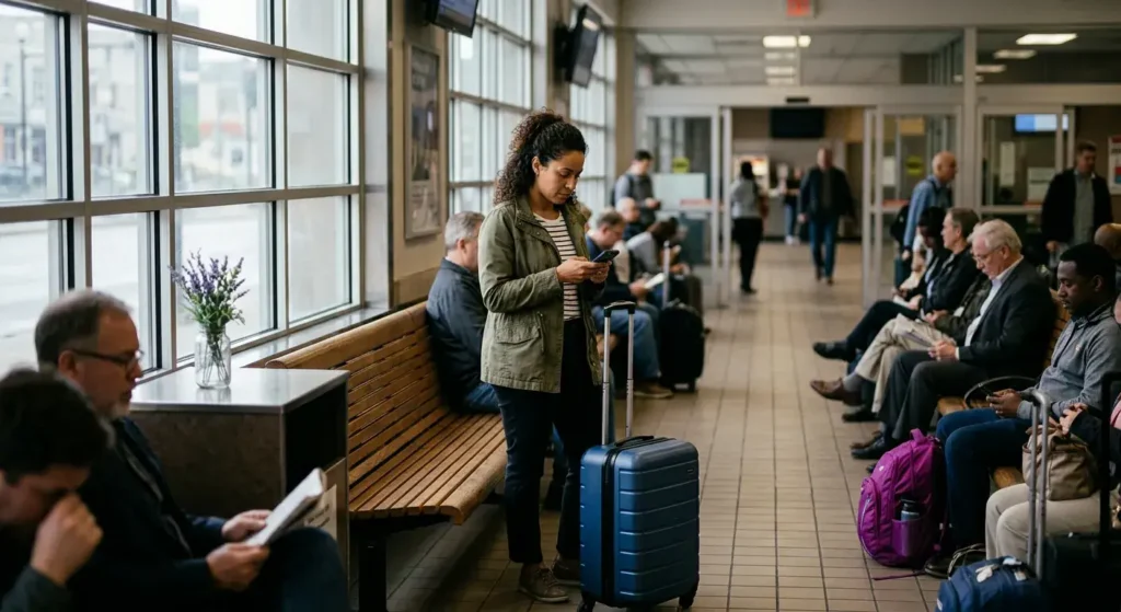 tela de smartphone mostrando busca de passagens de ônibus na plataforma ClickBus